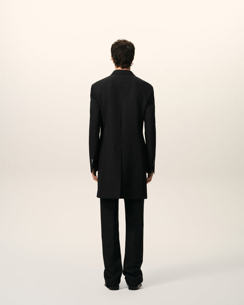 Blazer Long Noir Droit Simple Boutonnage en Laine Vierge - Homme - 5 - AMI Paris - Ami Paris