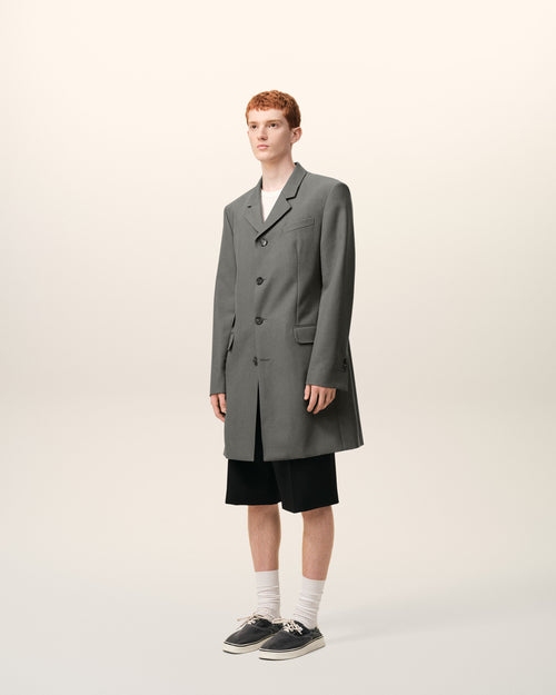 Blazer long Gris Droit Simple Boutonnage en Laine Vierge - Homme - 6 - AMI Paris - Ami Paris