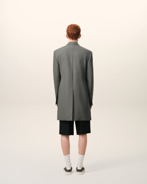 Blazer long Gris Droit Simple Boutonnage en Laine Vierge - Homme - 5 - AMI Paris - Ami Paris