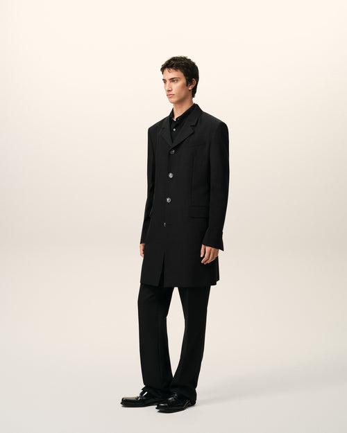 Black New Wool Straight Simple Breasted Jacket - 6 - Ami Paris
