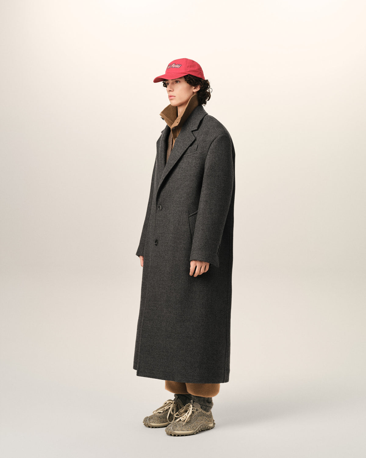 Long grey single breasted wool coat - 6