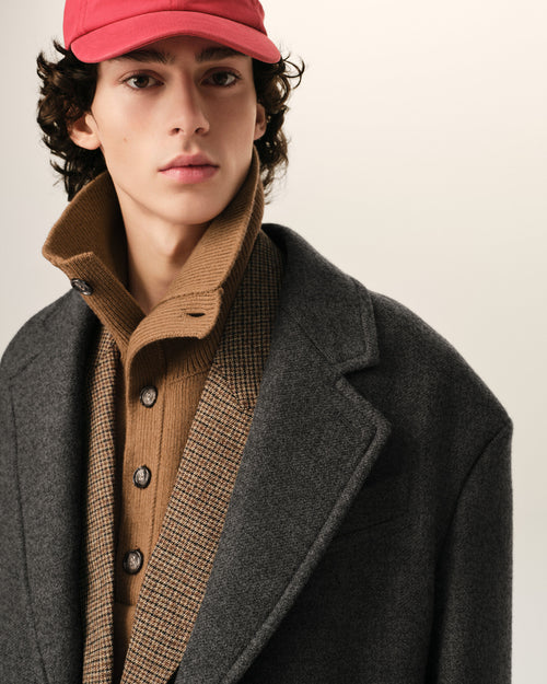 Manteau long gris simple boutonnage en laine - Homme - 4 - AMI Paris - Ami Paris