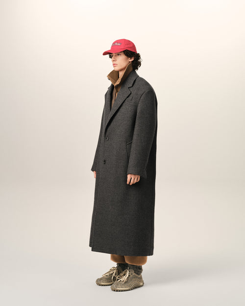Manteau long gris simple boutonnage en laine - Homme - 6 - AMI Paris - Ami Paris