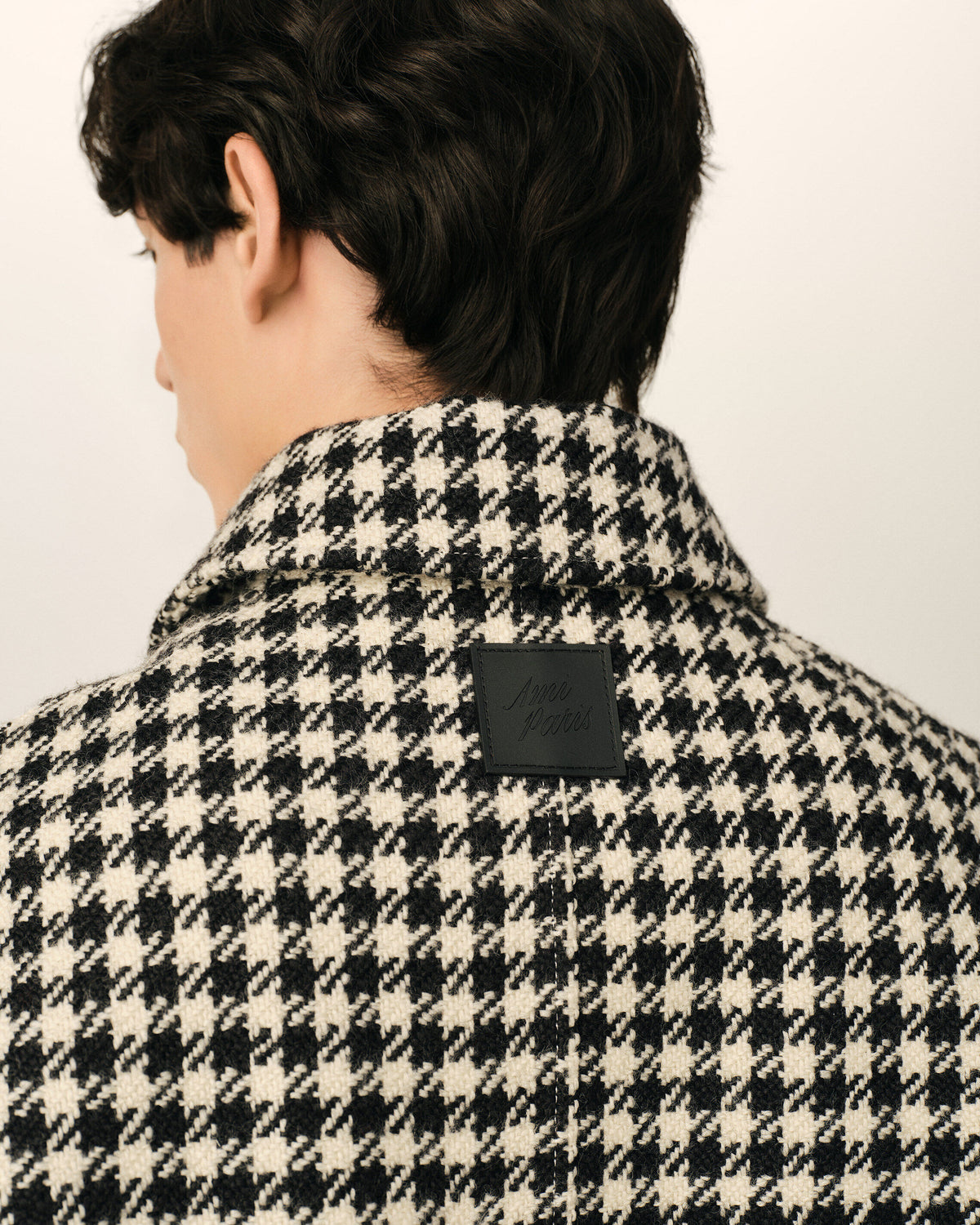 Black Houndstooth wool coat - 4