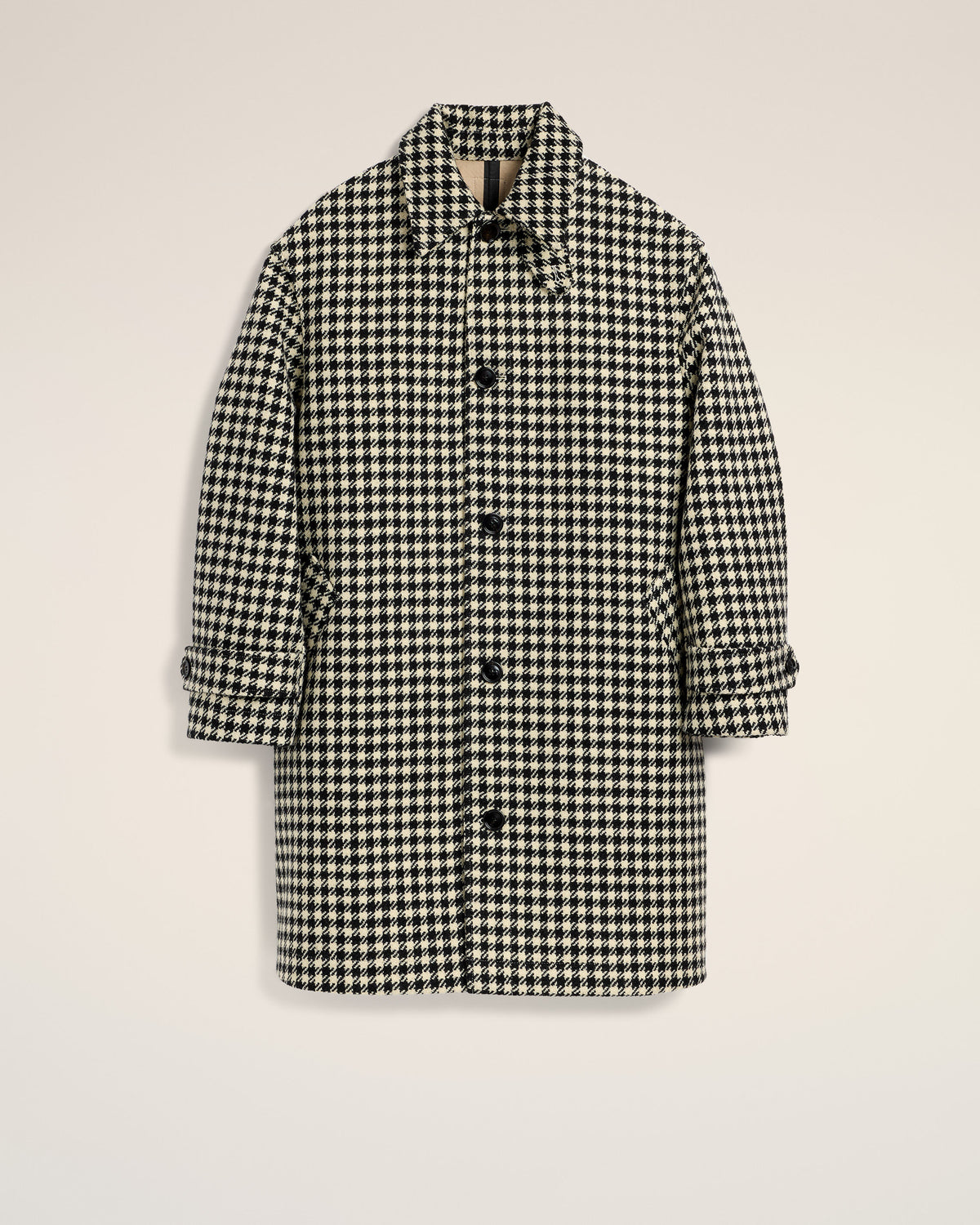 Black Houndstooth wool coat - 1