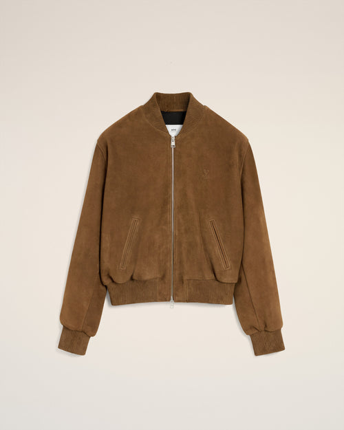 Braune Lederjacke mit Reißverschluss - HAZELNUT - Ami Paris