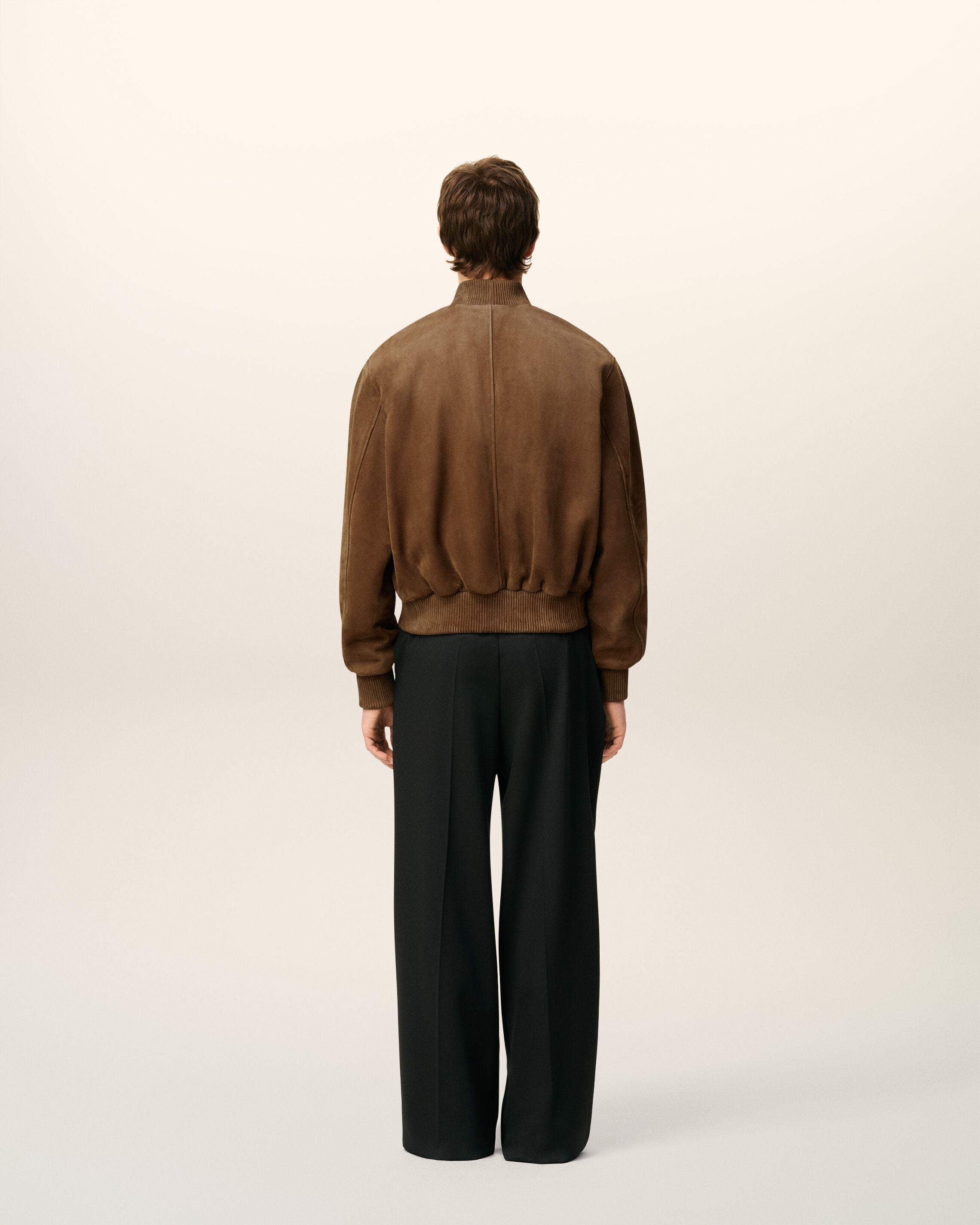 HAZELNUT Brown Leather Zipped Jacket | AMI PARIS