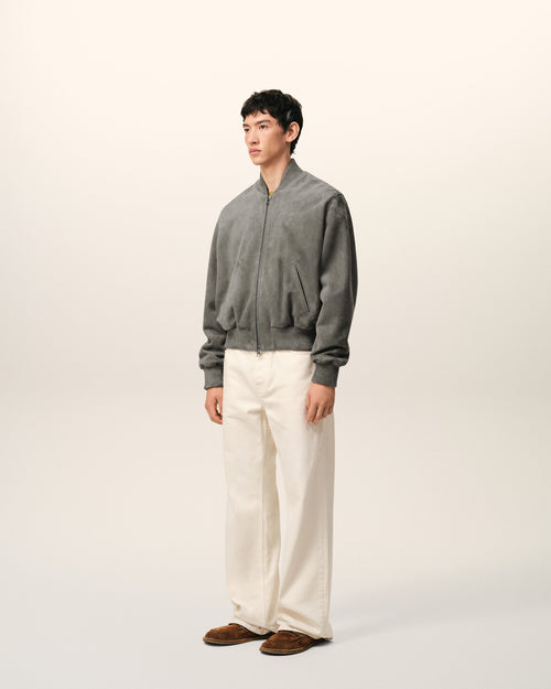 Graue Ami De Coeur Ziegenleder-Jacke mit Reißverschluss - Herren - 6 - AMI Paris - Ami Paris