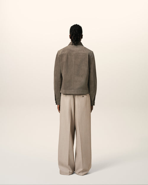 Beige Leather Buttoned Jacket - 5 - Ami Paris