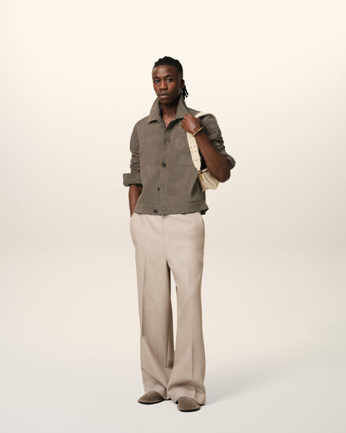 Chaqueta abotonada de piel beige - 1 - Ami Paris