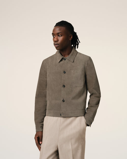 Beige Leather Buttoned Jacket - 3 - Ami Paris