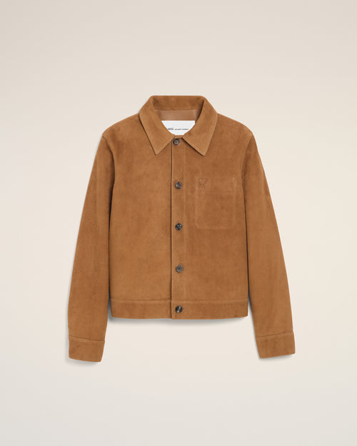 Veste Marron Boutonnée Ami De Coeur en Cuir De Chèvre - Homme - 1 - AMI Paris - Ami Paris