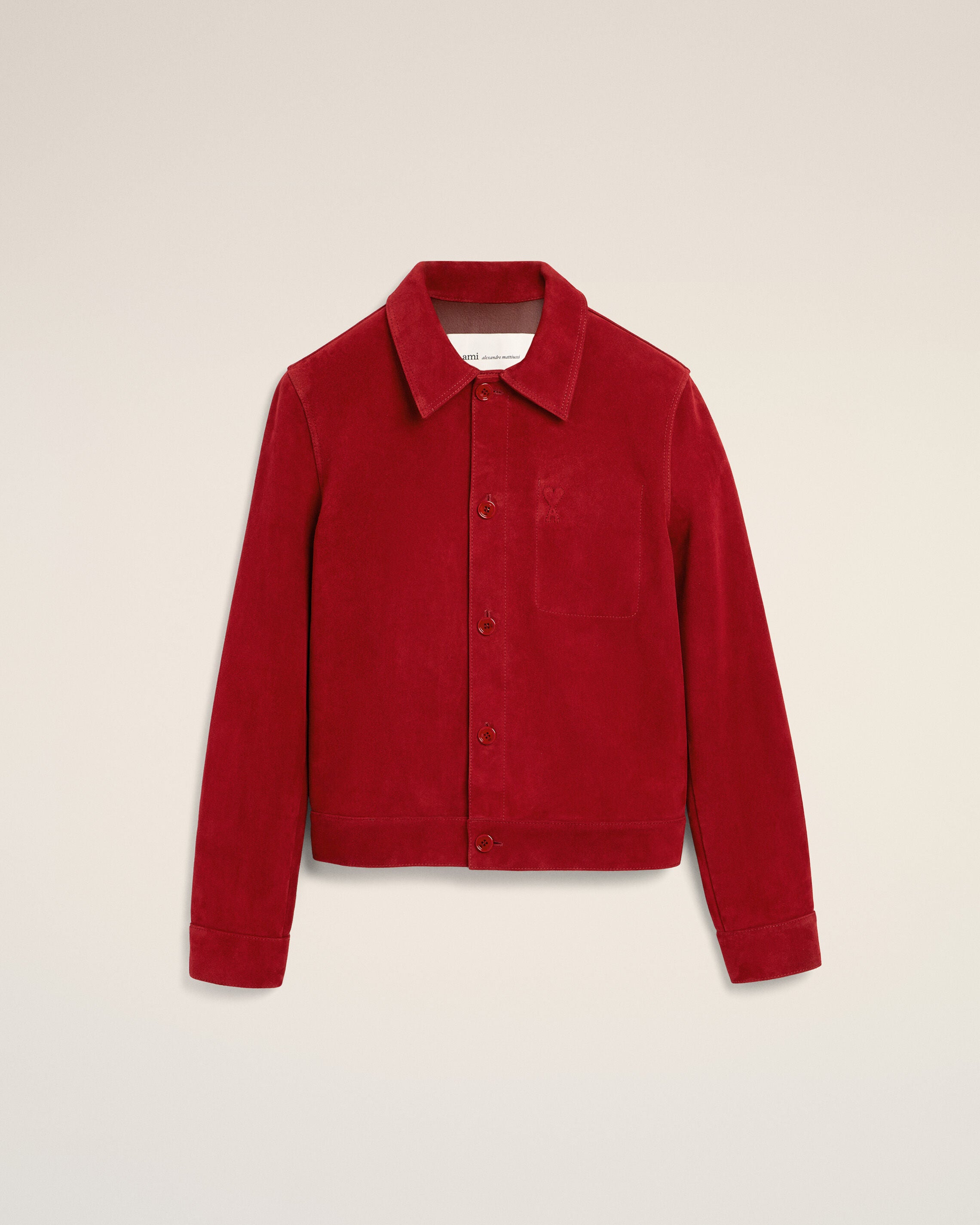Red suede leather jacket with embossed Ami de Coeur - 1