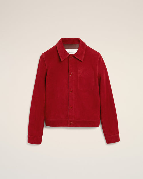 Red suede leather jacket with embossed Ami de Coeur - Man - 1 - AMI Paris - Ami Paris