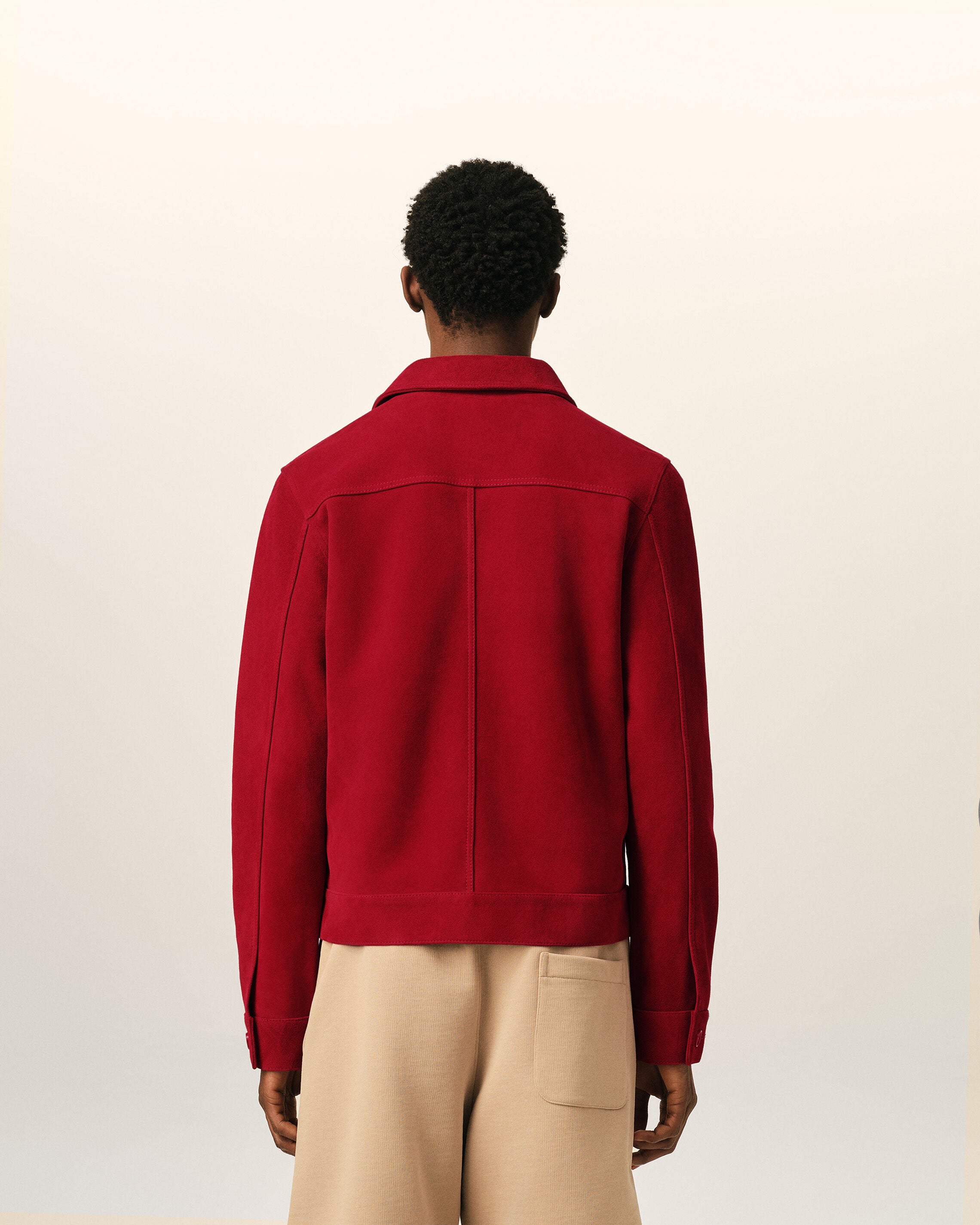 Red suede leather jacket with embossed Ami de Coeur - 5