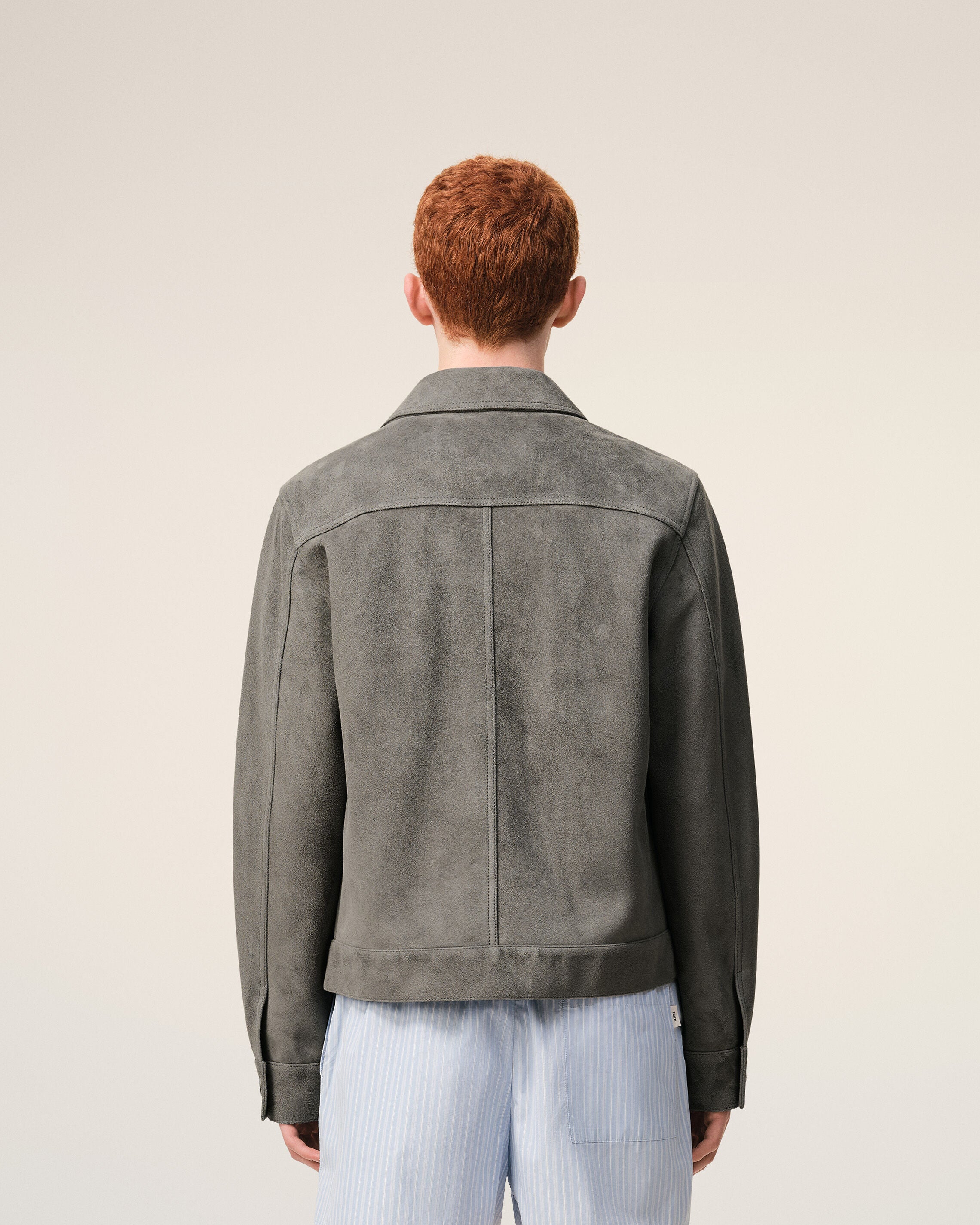 Grey Goat Leather Ami De Coeur Buttoned Jacket - 5