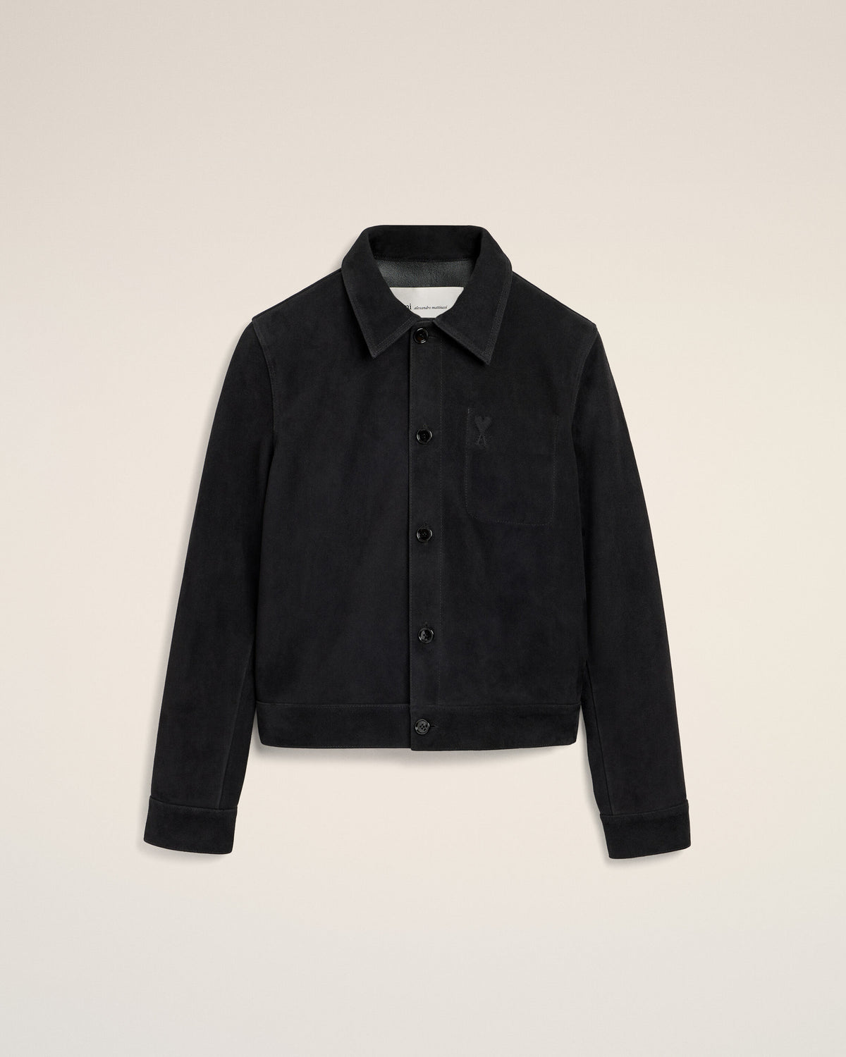 Black suede leather jacket with embossed Ami de Coeur - 1