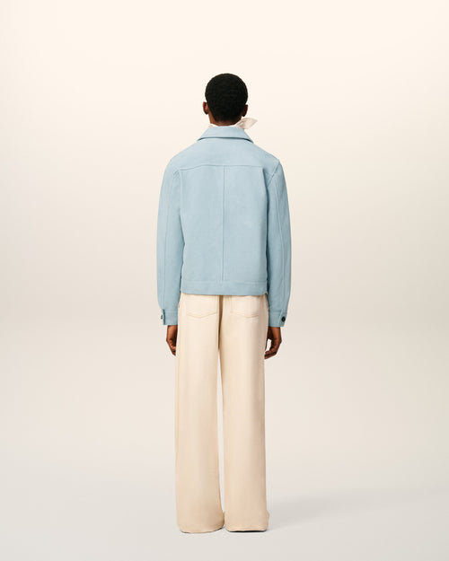 Blue Leather Buttoned Ami De Coeur Jacket - 5 - Ami Paris