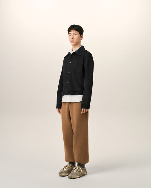 Chaqueta de cuero de cabra negra con Ami de Cœur en relieve - Hombre - 6 - AMI Paris - Ami Paris