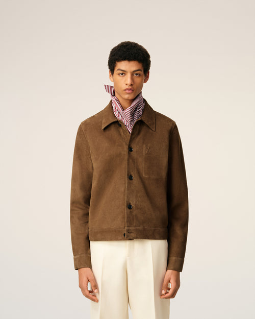 Brown Leather Buttoned Ami De Coeur Jacket - Man - 3 - AMI Paris - Ami Paris