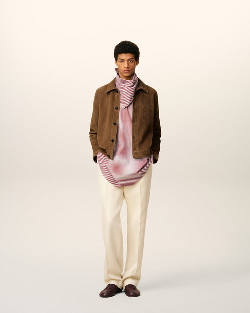 Veste Marron Boutonnée Ami De Coeur En Cuir - 2 - Ami Paris