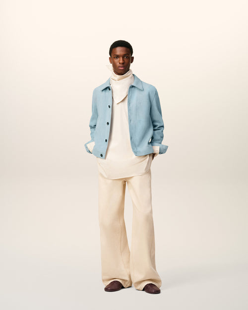 Blue Leather Buttoned Ami De Coeur Jacket - 1 - Ami Paris