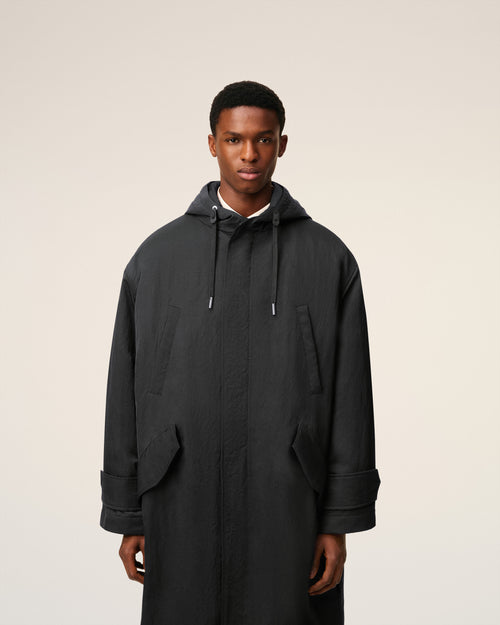 Black Nylon Sergé Padded Parka Jacket - 3 - Ami Paris