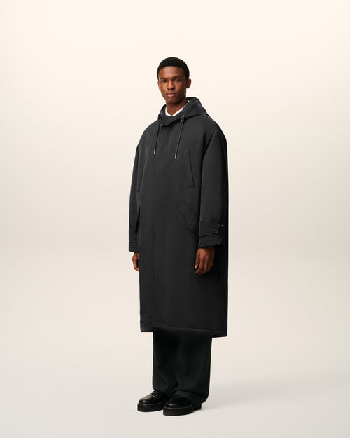 Black Nylon Sergé Padded Parka Jacket - 6 - Ami Paris