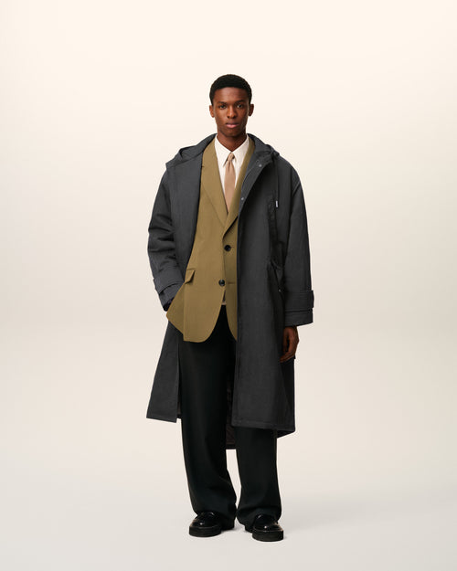 Parka Noire Rembourrée En Sergé De Nylon - 1 - Ami Paris