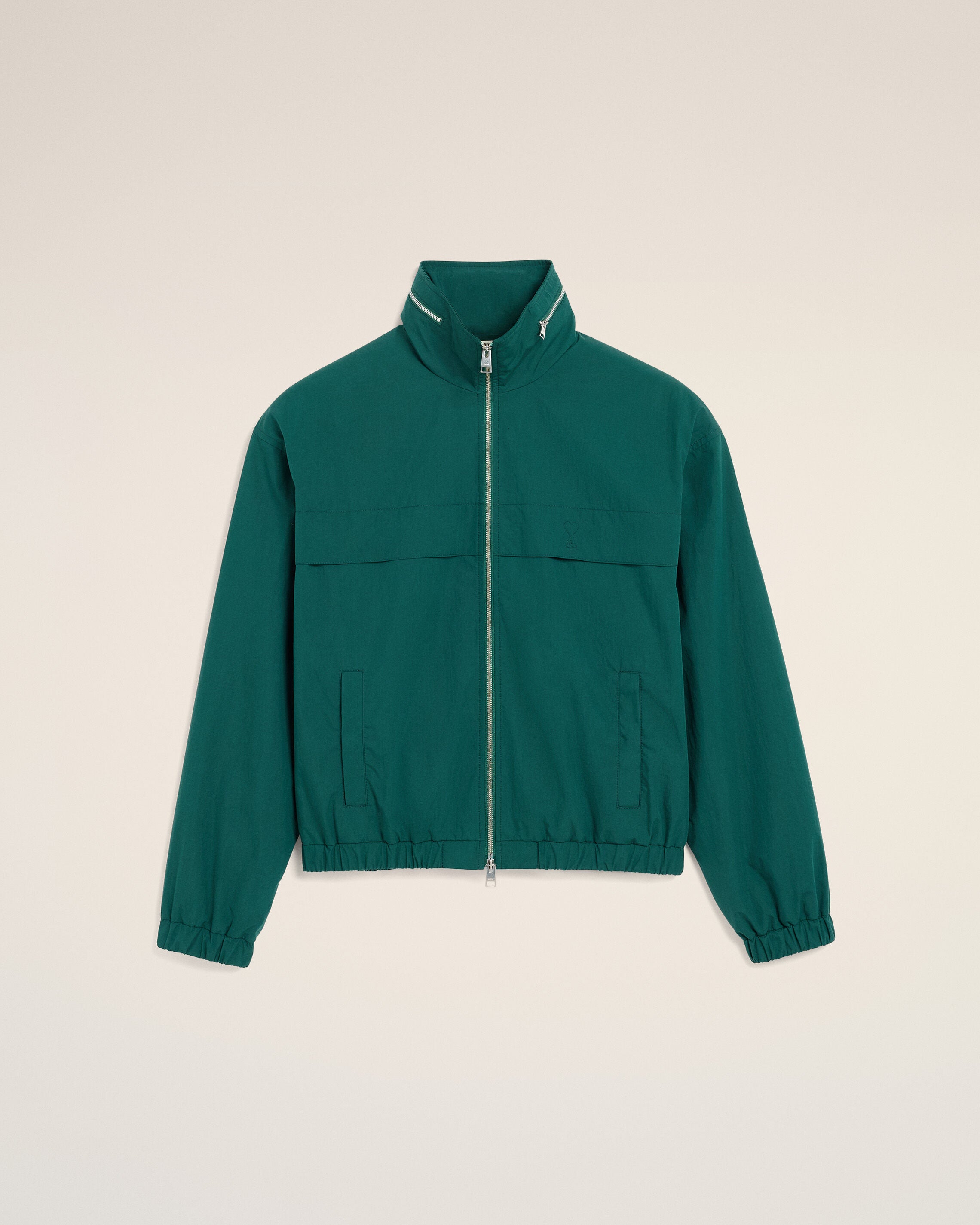Green Cotton And Nylon Canvas Windbreaker - 1