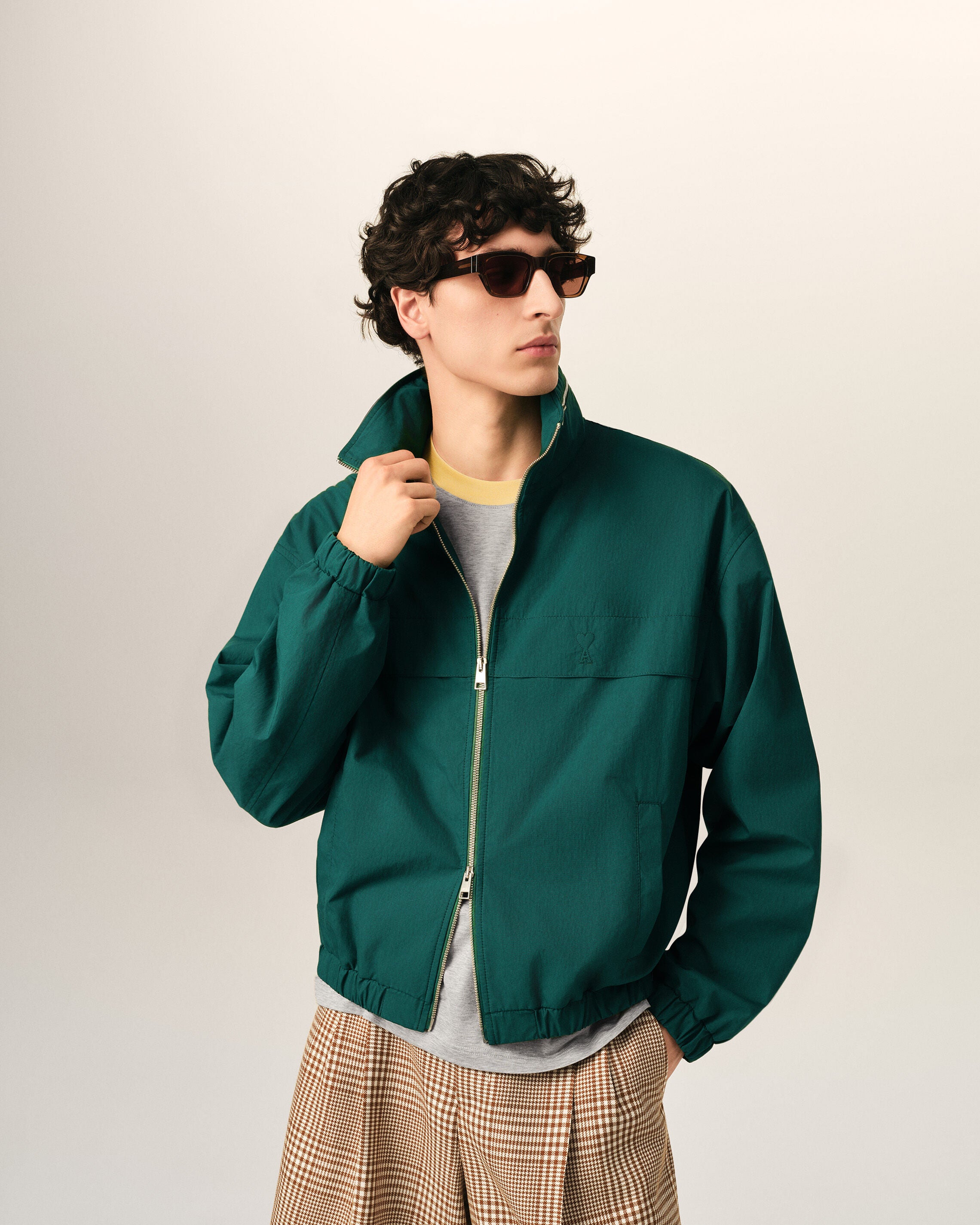 Green Cotton And Nylon Canvas Windbreaker - 3