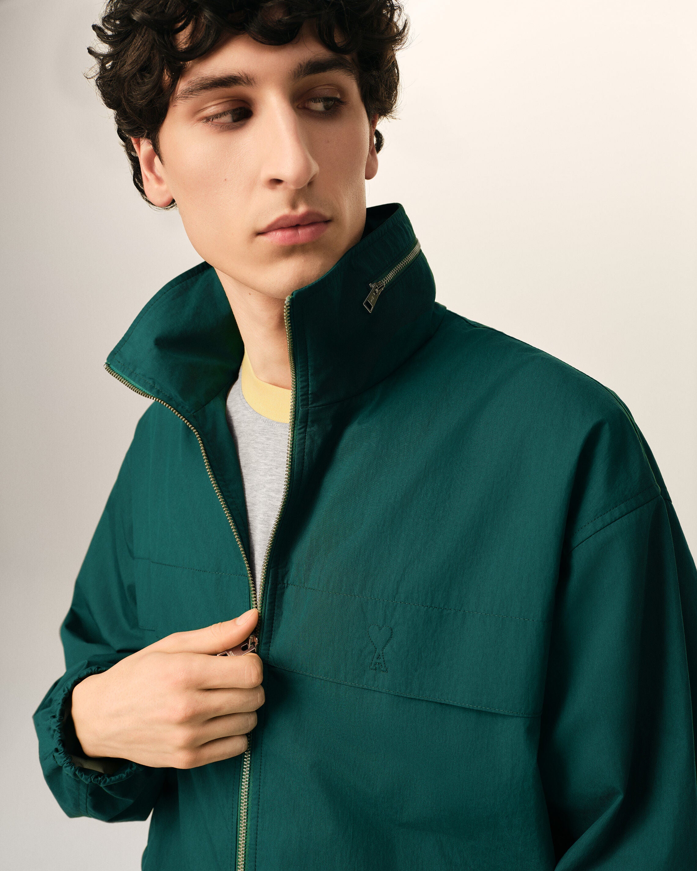 Green Cotton And Nylon Canvas Windbreaker - 4