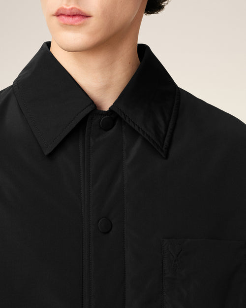 Black Taffetas Padded Ami De Coeur Overshirt - 4 - Ami Paris