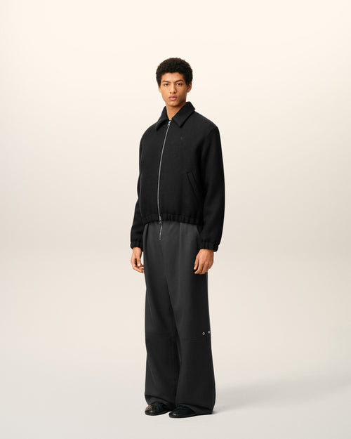 Black Cotton Ami De Coeur Padded Zipped Jacket - 6 - Ami Paris