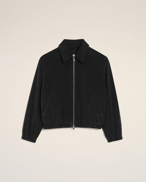 Black Cotton Ami De Coeur Padded Zipped Jacket - ANTHRACITE - Ami Paris