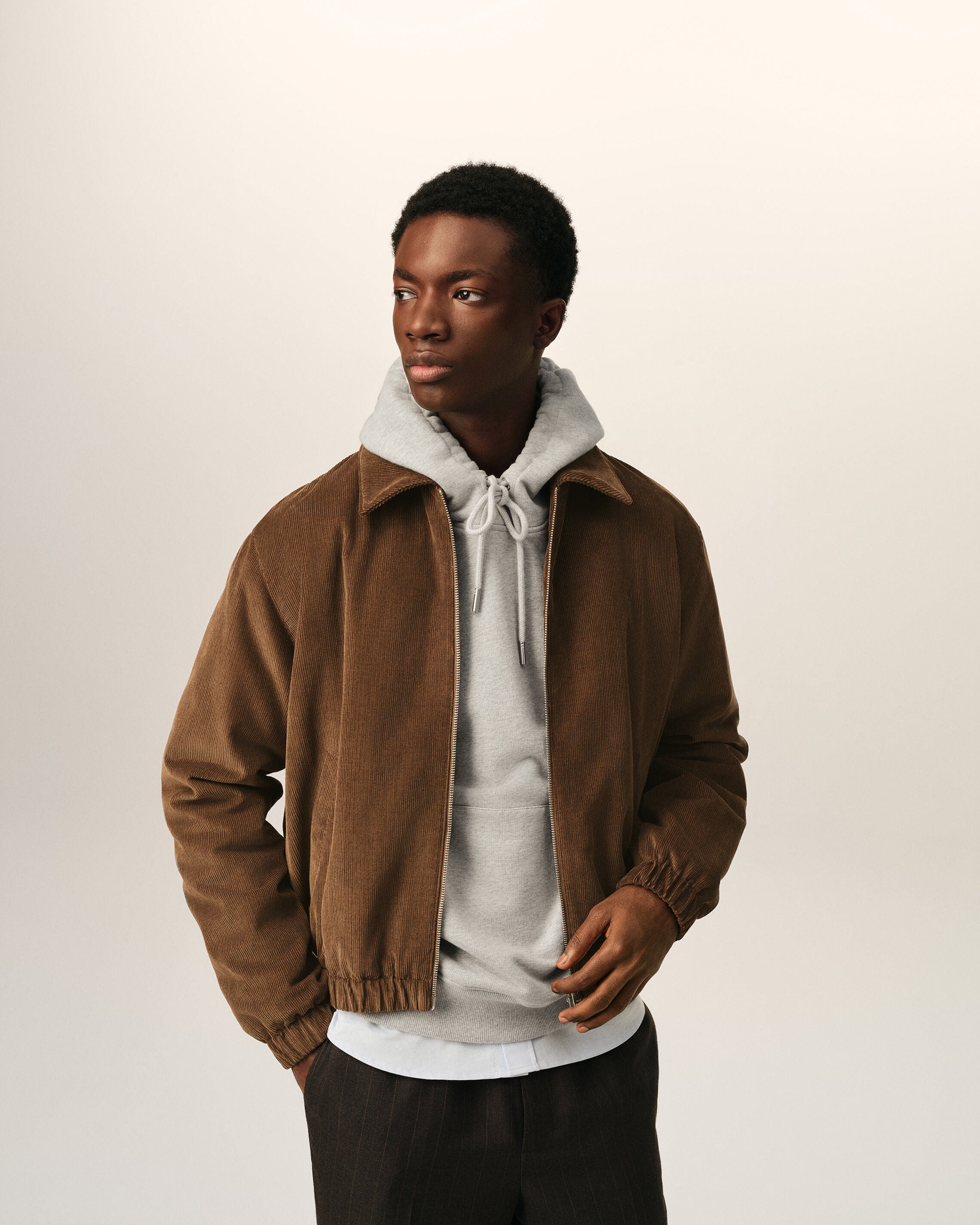 Brown corduroy cotton padded jacket with Ami de Coeur - 3