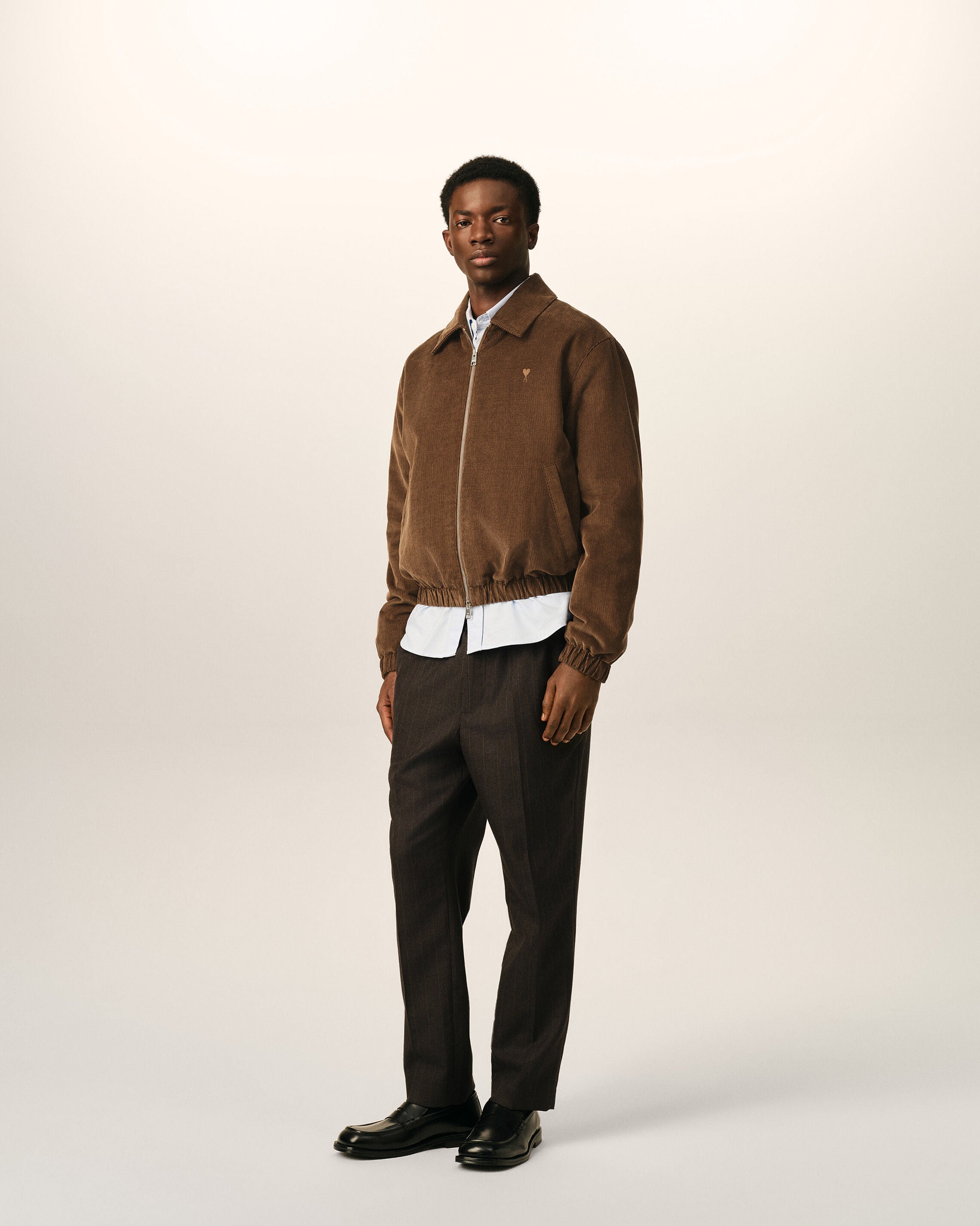 Brown corduroy cotton padded jacket with Ami de Coeur - 6