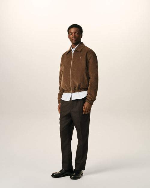 Brown corduroy cotton padded jacket with Ami de Coeur - Man - 6 - AMI Paris - Ami Paris