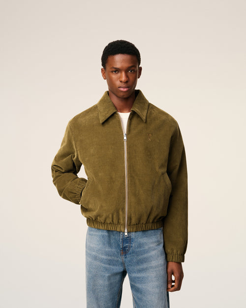 Gepolsterte Ami De Coeur Jacke aus grüner Baumwolle mit Reißverschluss - 3 - Ami Paris