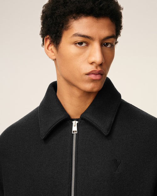 Black Cotton Ami De Coeur Padded Zipped Jacket - 4 - Ami Paris