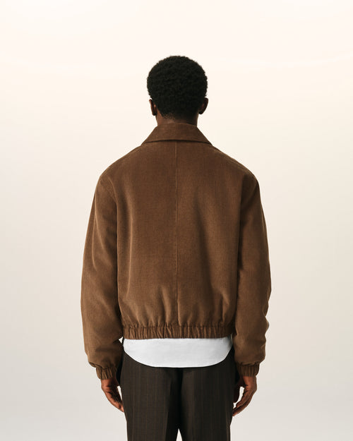 Brown corduroy cotton padded jacket with Ami de Coeur - Man - 5 - AMI Paris - Ami Paris