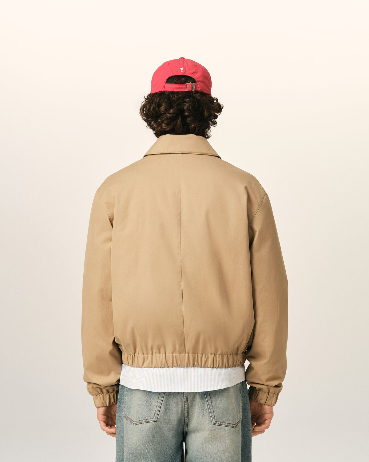 Beige cotton padded jacket with Ami de Coeur - 5