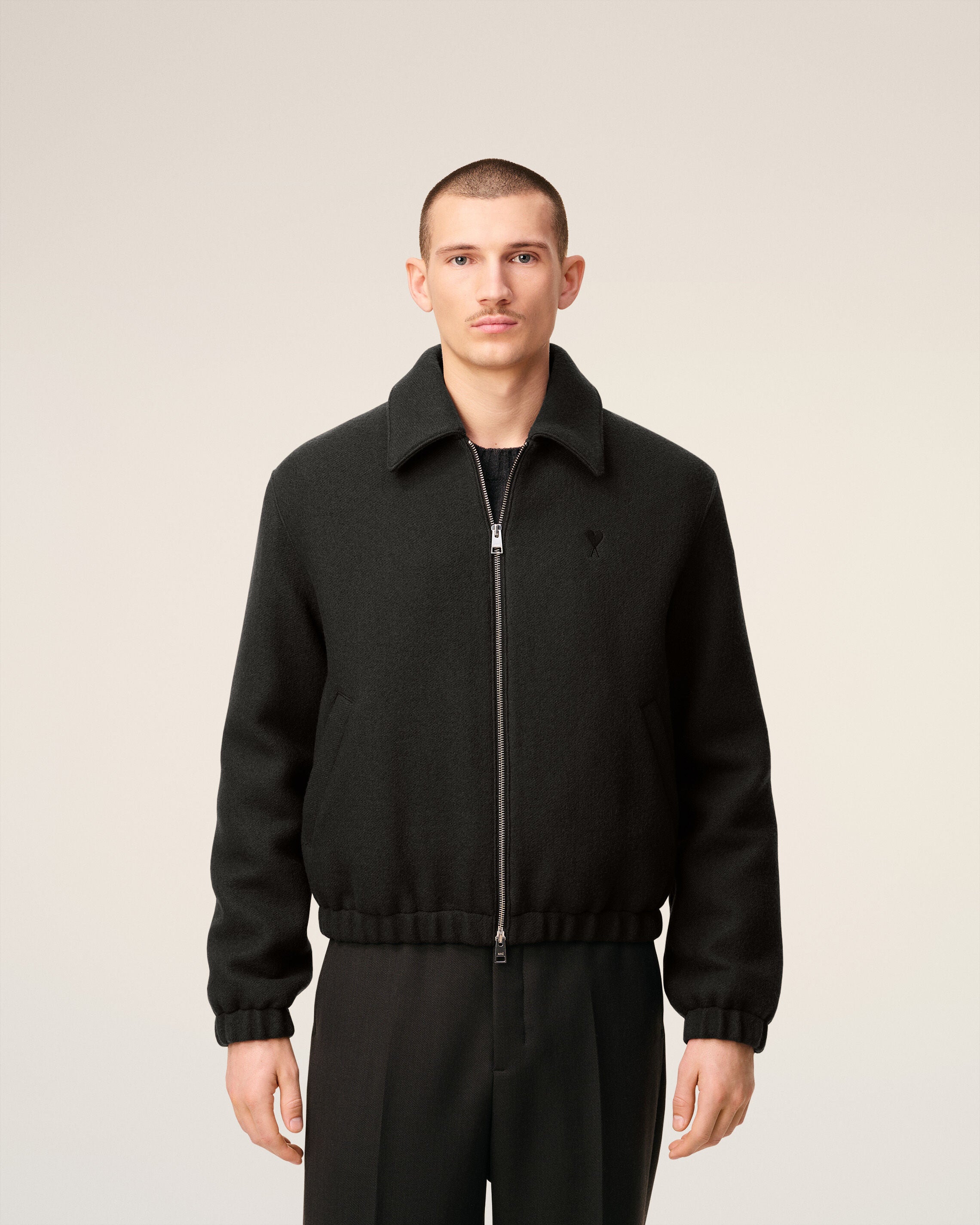 ブラック ウール Ami De Coeur ジップジャケット アンスラサイト | AMI