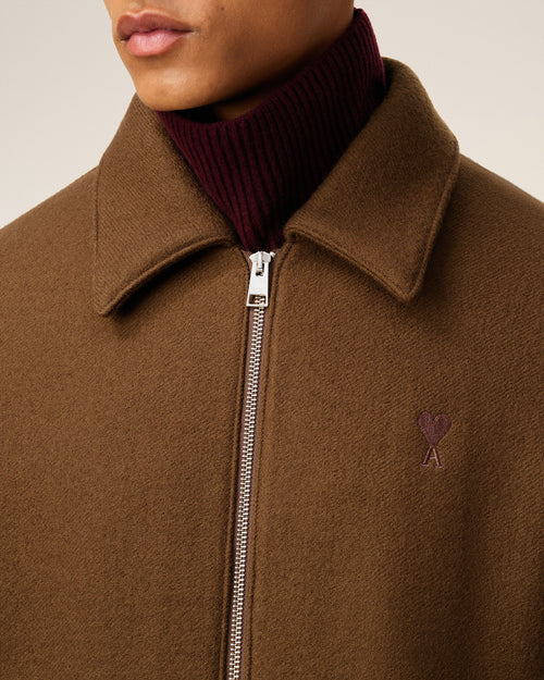 Brown Wool Ami De Coeur Zipped Jacket - 4 - Ami Paris