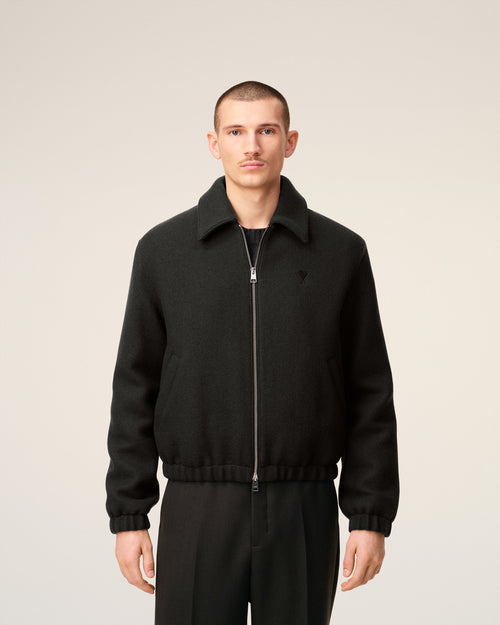 Black Wool Ami De Coeur Zipped Jacket - 3 - Ami Paris