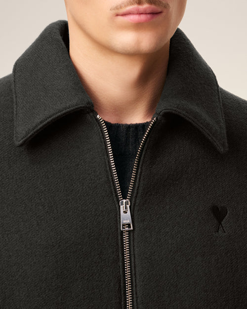 Black Wool Ami De Coeur Zipped Jacket - 4 - Ami Paris
