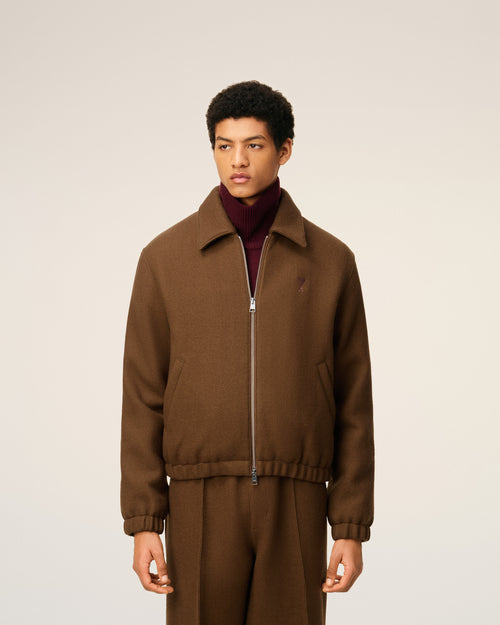 Brown Wool Ami De Coeur Zipped Jacket - 3 - Ami Paris