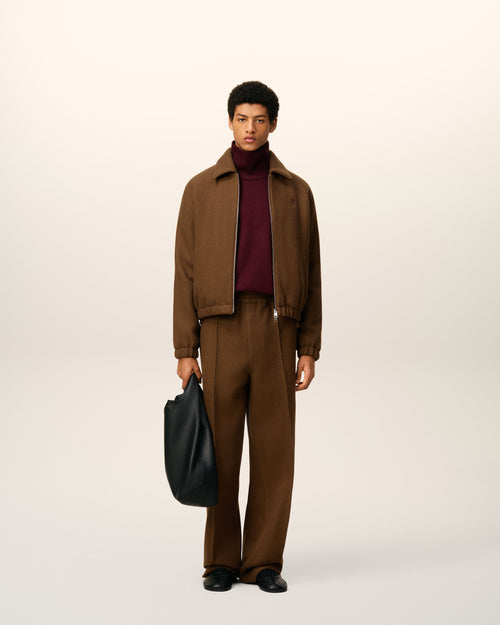 Blouson Marron Zippé Ami De Coeur En Laine - 1 - Ami Paris