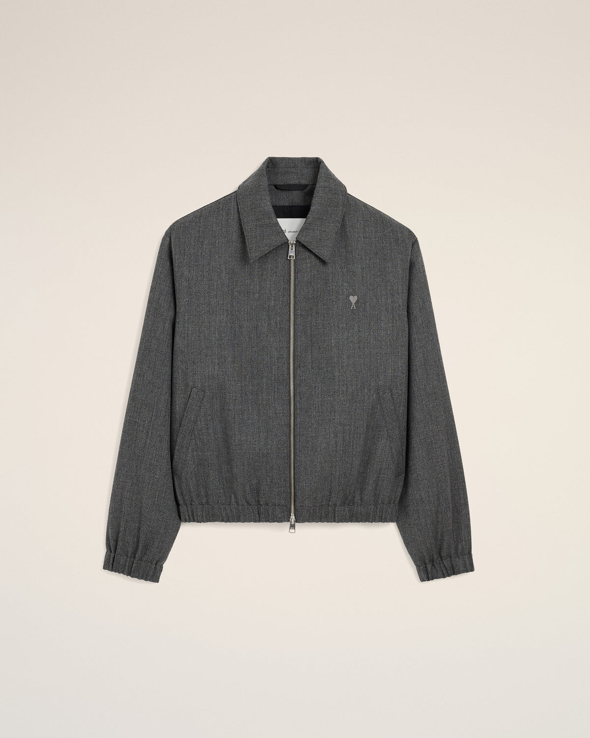 Grey wool padded jacket with Ami de Coeur - 1