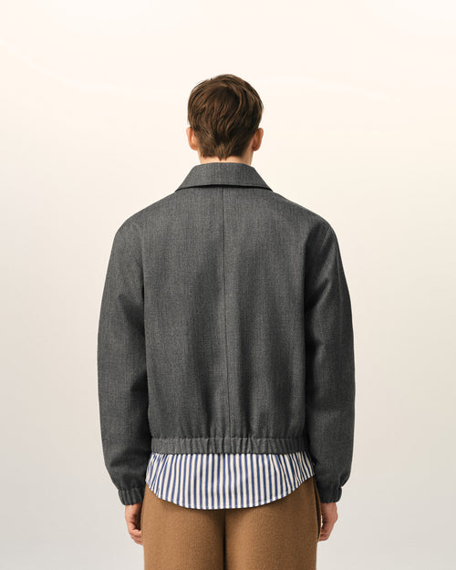 Grey wool padded jacket with Ami de Coeur - Man - 5 - AMI Paris - Ami Paris